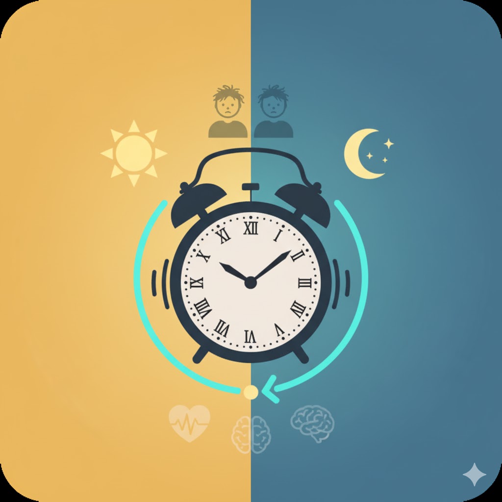 Η απώλεια ύπνου λόγω της θερινής ώρας προκαλεί «κοινωνικό jet lag». Ανακαλύψτε πώς η αλλαγή επηρεάζει τον μεταβολισμό και τη διάθεσή σας, και δείτε πρακτικές συμβουλές για γρήγορη προσαρμογή.